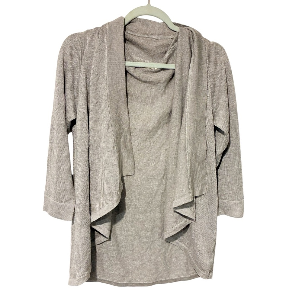 Hatley Grey Minimalist Draped Open Front Thin Knit Sweater Top